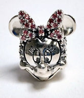 Pandora Silver Disney Disney Minnie Mouse Pink Pavé Bow Clip Charm #797496CZS